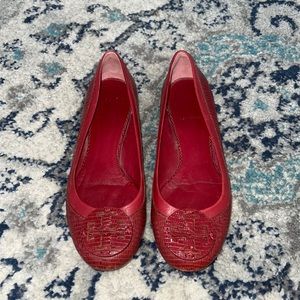 Tory Burch Red Snake Skin Flats
